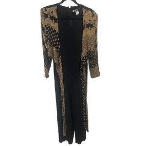 Vintage Women’s 80s 90s Tabitha Jumpsuit Black & Gold Shoulder Pads XL
